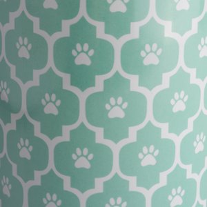 Bone Dry Paw Lattice Print Ceramic Dog & Cat Treat Canister, Aqua