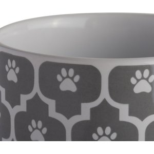 Bone Dry Paw Lattice Print Ceramic Dog & Cat Treat Canister, Grey