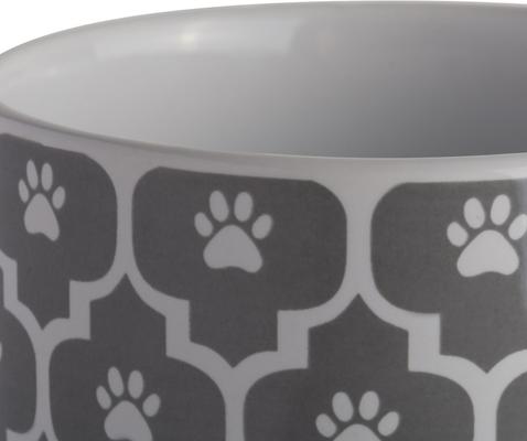 Show full view: Bone Dry Paw Lattice Print Ceramic Dog & Cat Treat Canister, Grey slide 5 of 7