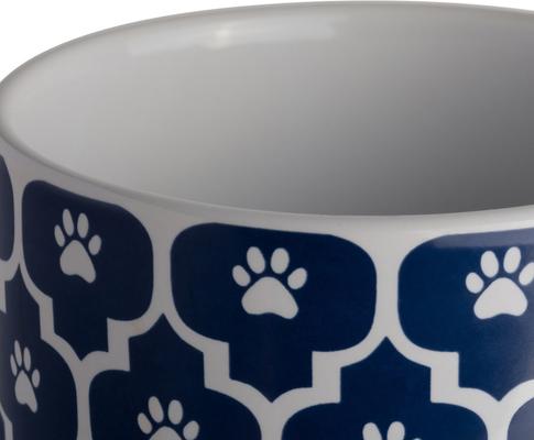 Show full view: Bone Dry Paw Lattice Print Ceramic Dog & Cat Treat Canister, Nautical Blue slide 5 of 6