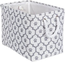 Bone Dry Paw Lattice Print Rectangle Dog Storage Bin, Grey, Medium