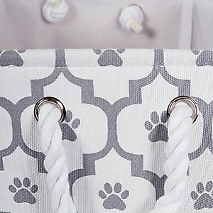 Bone Dry Paw Lattice Print Rectangle Dog Storage Bin, Grey, Medium