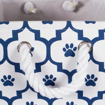 Show full view: Bone Dry Paw Lattice Print Rectangle Dog Storage Bin, Navy, Small slide 3 of 5