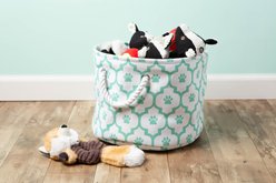 Bone Dry Paw Lattice Print Round Dog Storage Bin, Aqua, Small slide 2 of 5