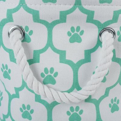 Show full view: Bone Dry Paw Lattice Print Round Dog Storage Bin, Aqua, Small slide 4 of 6
