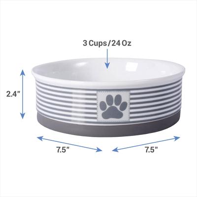 Show full view: Bone Dry Paw Patch & Stripes Non-Skid Ceramic Dog & Cat Bowl, 3-cup slide 2 of 10