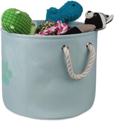 Show full view: Bone Dry Paw Print Dog & Cat Collapsible Storage Bin, Aqua, Medium slide 3 of 7