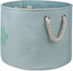 Bone Dry Paw Print Dog & Cat Collapsible Storage Bin, Aqua, Small