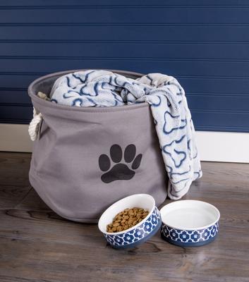 Show full view: Bone Dry Paw Print Dog & Cat Collapsible Storage Bin, Gray, Medium slide 2 of 8