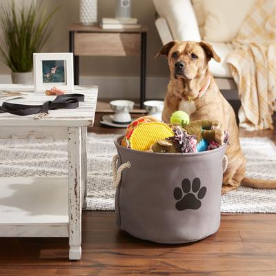 Show full view: Bone Dry Paw Print Dog & Cat Collapsible Storage Bin, Gray, Medium slide 6 of 8