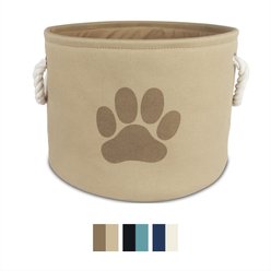 Bone Dry Paw Print Dog & Cat Collapsible Storage Bin, Taupe, Small