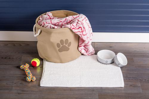 Show full view: Bone Dry Paw Print Dog & Cat Collapsible Storage Bin, Taupe, Small slide 2 of 4