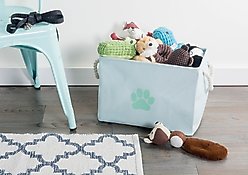 Bone Dry Paw Print Rectangle Dog Storage Bin, Aqua, Medium slide 2 of 5