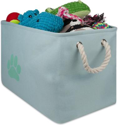 Show full view: Bone Dry Paw Print Rectangle Dog Storage Bin, Aqua, Small slide 3 of 6