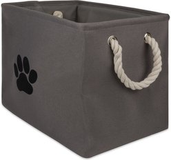 Bone Dry Paw Print Rectangle Dog Storage Bin, Grey, Small