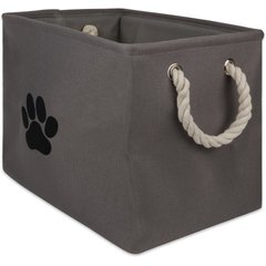 Bone Dry Paw Print Rectangle Dog Storage Bin, Grey, Small
