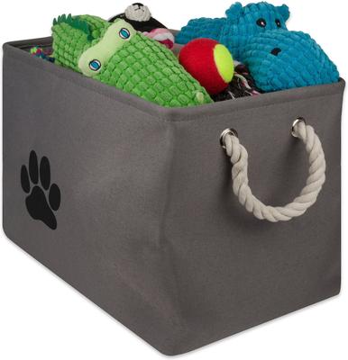 Show full view: Bone Dry Paw Print Rectangle Dog Storage Bin, Grey, Small slide 3 of 6