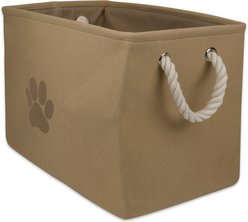 Bone Dry Paw Print Rectangle Dog Storage Bin, Taupe, Medium