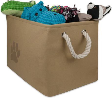 Show full view: Bone Dry Paw Print Rectangle Dog Storage Bin, Taupe, Medium slide 3 of 6