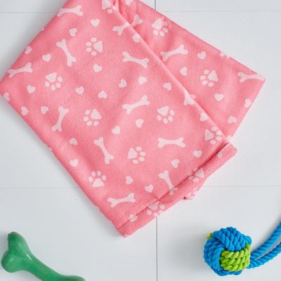 Show full view: Bone Dry Printed Hearts Microfiber Dog Bath Towel, Pink slide 3 of 6
