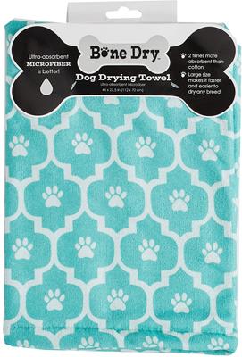 Show full view: Bone Dry Printed Moroccan Microfiber Dog & Cat Bath Towel, Aqua slide 2 of 6