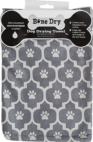 Show full view: Bone Dry Printed Moroccan Microfiber Dog & Cat Bath Towel, Gray slide 2 of 6