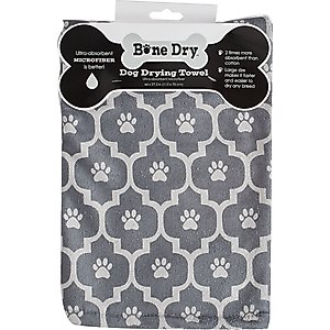Bone Dry Printed Moroccan Microfiber Dog & Cat Bath Towel, Gray
