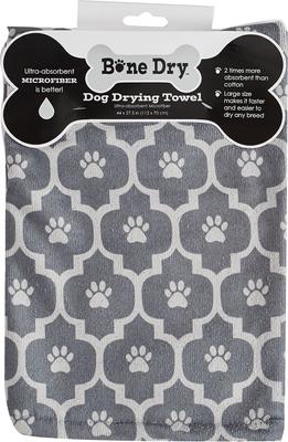 Show full view: Bone Dry Printed Moroccan Microfiber Dog & Cat Bath Towel, Gray slide 2 of 6