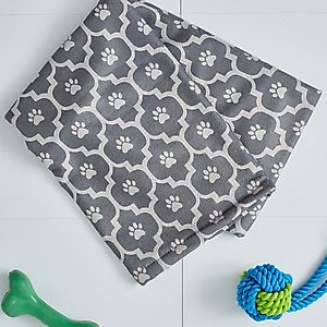 Bone Dry Printed Moroccan Microfiber Dog & Cat Bath Towel, Gray