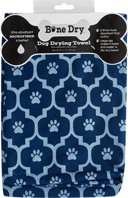 Show full view: Bone Dry Printed Moroccan Microfiber Dog & Cat Bath Towel, Navy slide 3 of 7