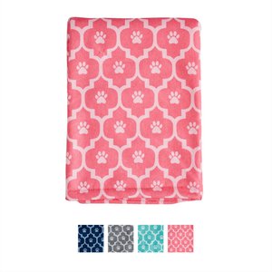 Bone Dry Printed Moroccan Microfiber Dog & Cat Bath Towel, Pink