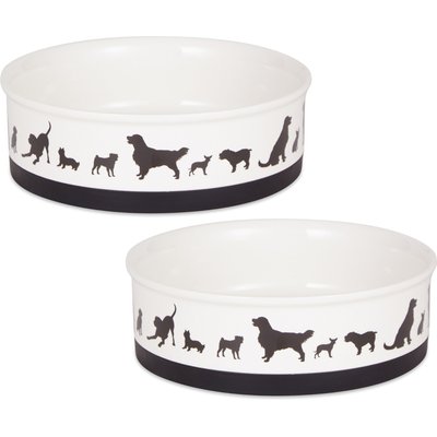 Bone Dry Bone Dry Show Set Dog Bowl, Black & White, Large