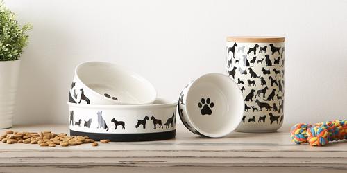 Show full view: Bone Dry Show Set Dog Bowl, Black & White, Large slide 6 of 9