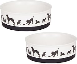 Bone Dry Show Set Dog Bowl, Black & White, Medium