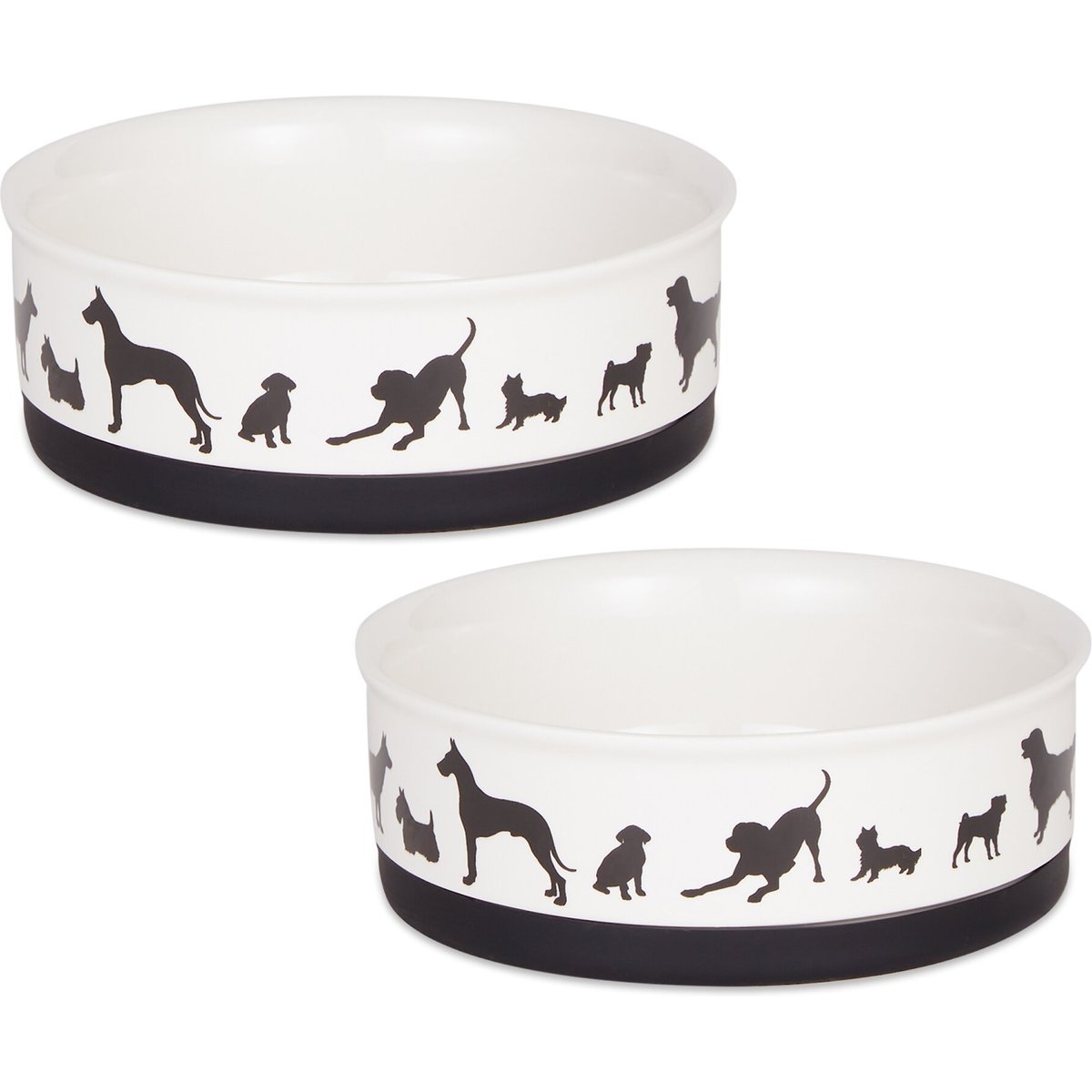 Bone Dry Show Set Dog Bowl, Black & White, Medium