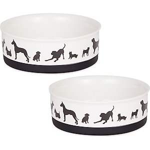 Bone Dry Show Set Dog Bowl, Black & White, Medium