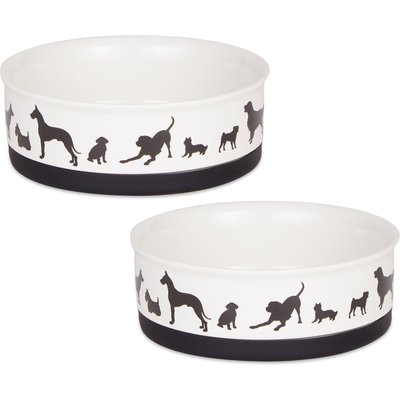 Bone Dry Bone Dry Show Set Dog Bowl, Black & White, Medium