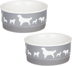Bone Dry Show Set Dog Bowl, Gray, Small