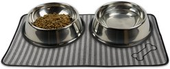 Bone Dry Stripe Embroidered Bone Print Dog & Cat Food Mat, Gray slide 2 of 3