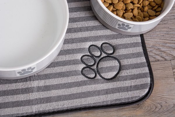 Bone Dry Stripe Embroidered Bone Print Dog & Cat Food Mat