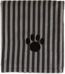 Bone Dry Striped Embroidered Paw Dog & Cat Towel, Black