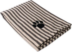 Bone Dry Striped Embroidered Paw Dog & Cat Towel, Brown