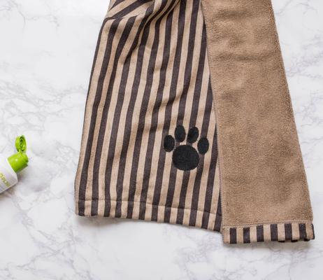 Show full view: Bone Dry Striped Embroidered Paw Dog & Cat Towel, Brown slide 7 of 7