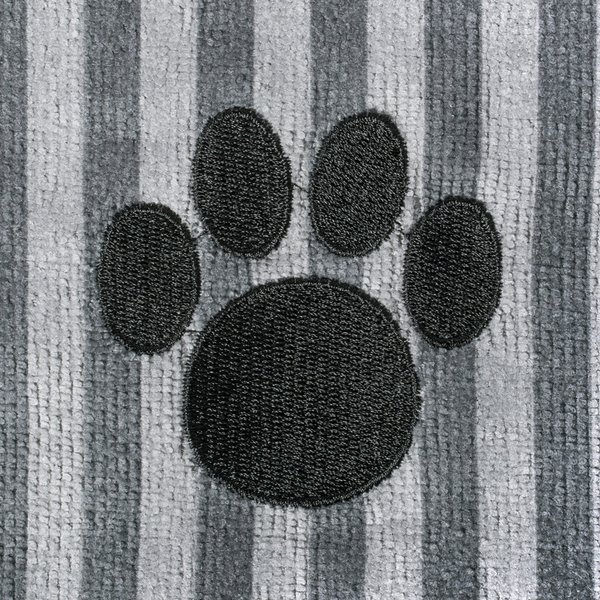 Show full view: Bone Dry Striped Embroidered Paw Dog & Cat Towel, Gray slide 5 of 6