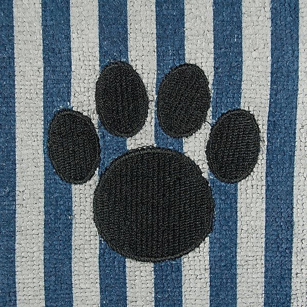 Show full view: Bone Dry Striped Embroidered Paw Dog & Cat Towel, Navy slide 4 of 6