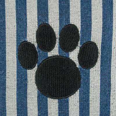 Show full view: Bone Dry Striped Embroidered Paw Dog & Cat Towel, Navy slide 5 of 7