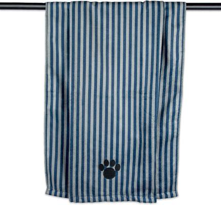 Show full view: Bone Dry Striped Embroidered Paw Dog & Cat Towel, Navy slide 6 of 7