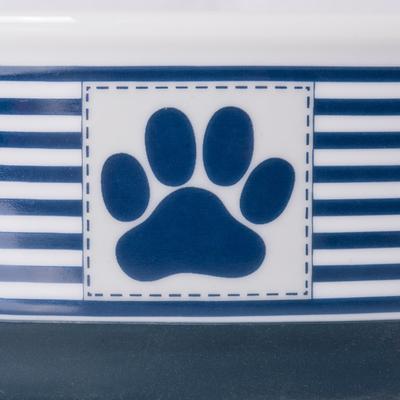 Show full view: Bone Dry Striped Non-Skid Ceramic Dog & Cat Bowl Set, 0.75-cup, 2 count, Nautical Blue slide 4 of 8