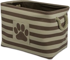 Bone Dry Striped Rectangle Dog Storage Bin, Brown, Medium