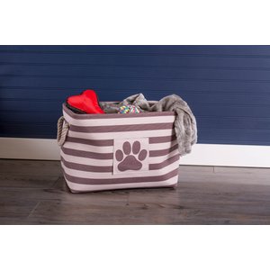 Bone Dry Striped Rectangle Dog Storage Bin, Brown, Medium